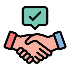 Trade negotiation icon flat line style illustration representing discussions and agreements in commerce, suitable for international relations, business strategy, and economic policy projects
