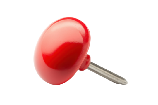 Glossy Red Push Pin Isolated on a Transparent Background Ideal for Office and Organizational Use