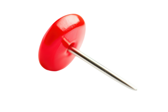 Red Push Pin for Office Organization and Communication on Transparent Background - Powered by Adobe