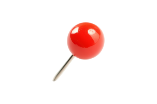 Red Push Pin on Transparent Background for Office and Stationery Use
