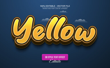 Yellow 3d cartoon text effect editable