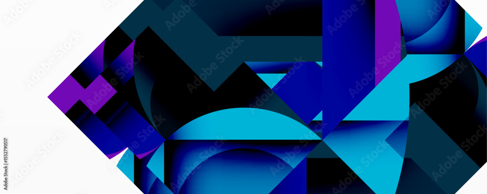 Aufkleber abstract geometric composition. blue, purple shades dominate. shapes overlap, creating dynamic visua