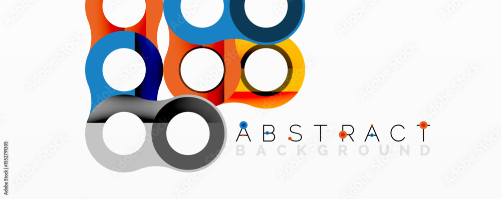 Aufkleber Bright colorful circles overlap white backdrop. Modern design element, simple geometric shapes create abstract pattern.