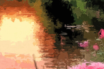 Various oil paintings, floral landscapes, lakes, tulips, roses, peonies, forests, chrysanthemums, birds, swans