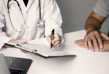 Female doctor made an appointment to examine the patient and explained the results to the patient....