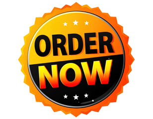 Order now tag representing call to action for immediate purchase and online shopping, isolated on white background
