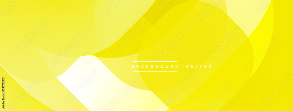 Poster Bright yellow abstract background. Overlapping shapes create dynamic, flowing visual effect. Minimalist text reads background design.