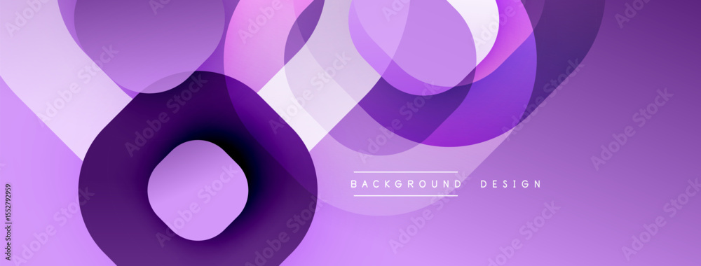 Aufkleber Abstract purple design features overlapping circles, creating dynamic visual effect. Soft gradients add depth, modern aesthetic.