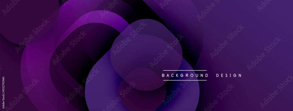 Poster Abstract purple design features overlapping circles, creating dynamic visual effect. Gradient shades add depth, modern aesthetic.