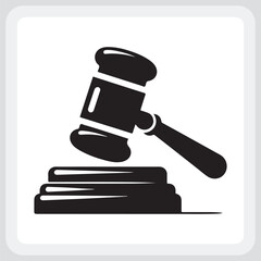 Simple Black and White Gavel Icon