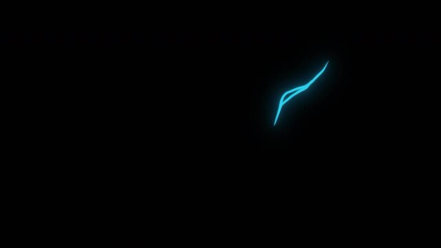 Neon blue thunderbolt or electric discharge. Set 2d animation effects power energy for game isolated on black background. Doodle motion graphic.