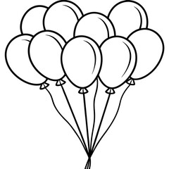 Minimal Balloon Cluster Line Art