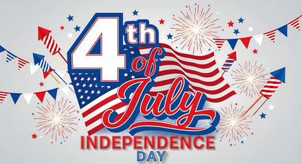 Obraz premium Celebrate America's Independence Day 4th of July Fireworks, Flags, and Festive Fun