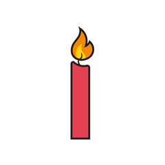 Cute red birthday candle cartoon sign template