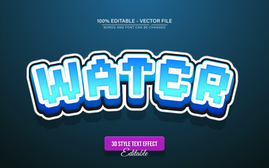Water Blue Pixel 3d Text Effect Editable