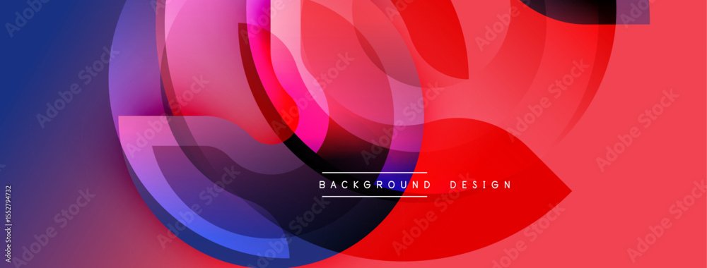 Poster abstract fluid shapes overlap, creating vibrant red, blue, pink gradients. modern design element for