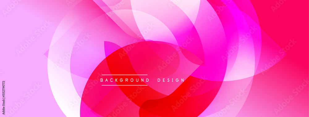 Poster abstract fluid shapes, vibrant pinks, reds create dynamic background. modern design suggests movemen