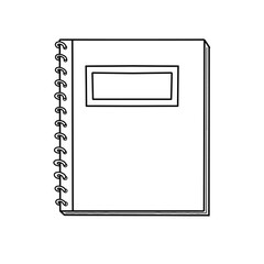 Hand drawn school notebook outline drawing. Doodle illustration of notebooks, stationery and planners. Graphic outline elements for writing isolated on white background