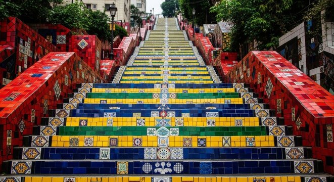 Selar?n Steps: A Vibrant Mosaic Staircase in Rio de Janeiro, Brazil