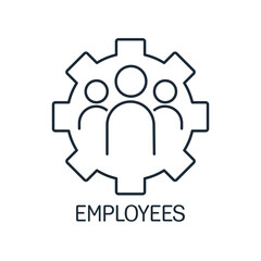 Group of employees. Work team. Vector linear icon illustration isolated on white background.