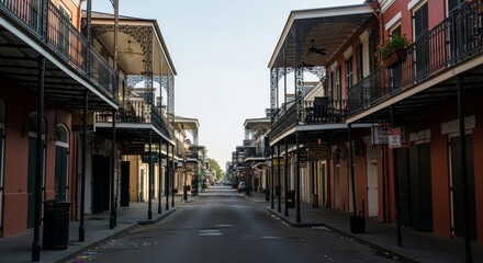 Fototapeta premium Empty Street in the French Quarter, New Orleans, Louisiana