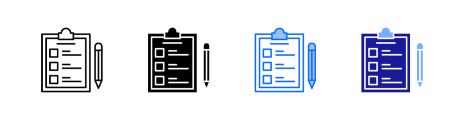 Assessment Multiple Style Icon Set Vector 