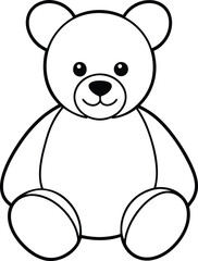 Simple Line Art Illustration of a Cute Teddy Bear Sitting Down