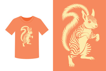 Orange t shirt with squirrel graphic design illustration © sumit