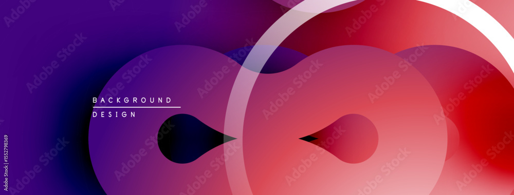 Poster Abstract fluid shapes overlap, creating vibrant gradient effect. Purple, pink hues dominate composition. Modern design element.