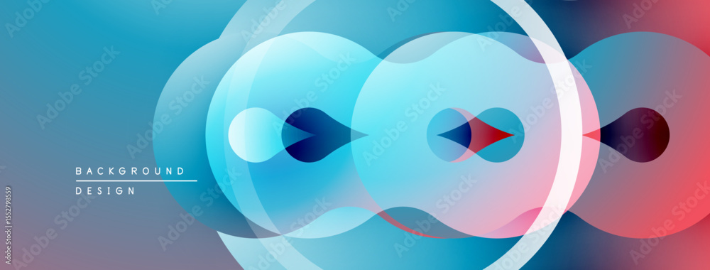 Aufkleber Abstract design features overlapping circles, gradients. Blue, pink hues create modern visual effect. Smooth transitions dominate composition.