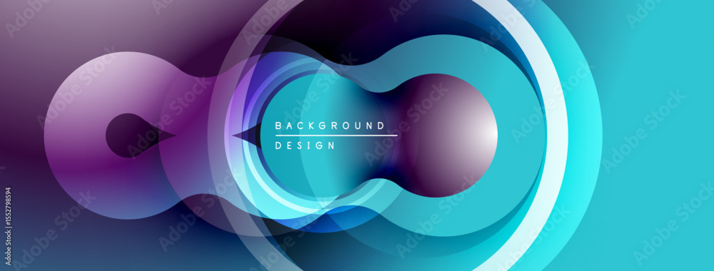 Poster abstract flowing shapes, vibrant colors create modern background. gradient layers overlap, forming i