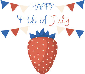 Happy independence day strawberry postcard