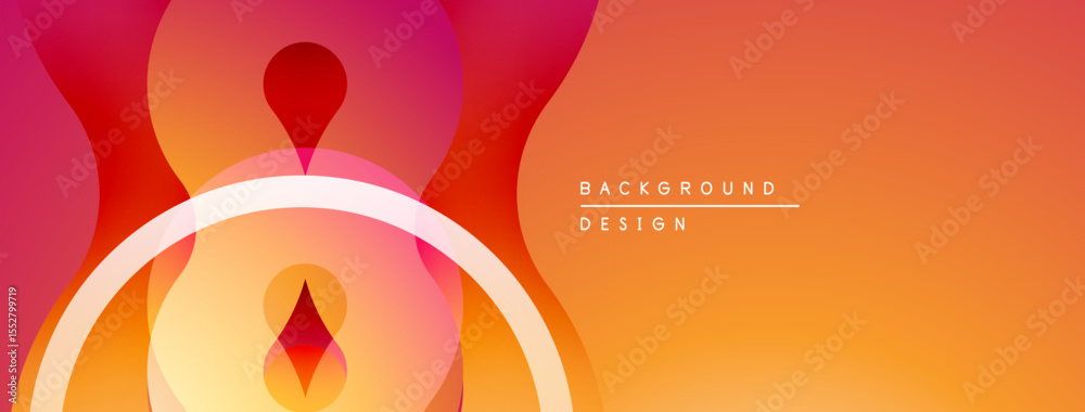 Poster Abstract gradient shapes create dynamic background. Warm colors dominate composition, suggesting energy, flow. Minimalist design.