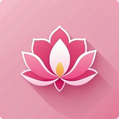 Fototapeta premium Beautiful pink lotus flower with soft shadows and a flame, symbolizing peace and tranquility in a minimalist design