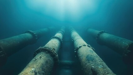 Group of pipes submerged in water