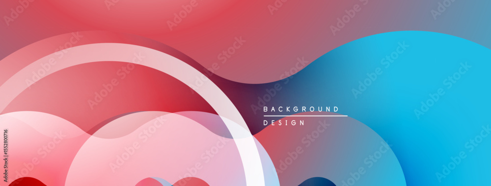 Poster Abstract fluid shapes, vibrant colors blend. Modern design, smooth gradients create dynamic composition. Background features text elements.