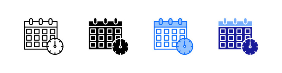 Schedule Multiple Style Icon Set Vector 
