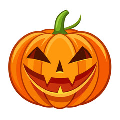 A single, carved Halloween pumpkin with a traditional spooky smile.