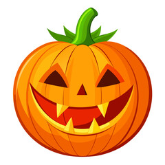 Classic Halloween Jack-o'-lantern with a glowing carved face, smiling mischievously.