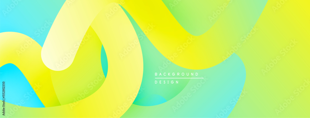 Poster Abstract flowing shapes, vibrant gradients. Yellows, greens, blues blend seamlessly creating dynamic visual effect. Modern design element.