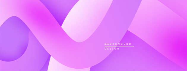 Abstract background features flowing purple shapes, gradients, soft shadows. Modern design element for digital projects.