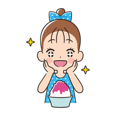 かき氷を食べる女の子