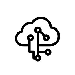 Minimalist Outline Cloud Data Connection Computing Network Icon Illustration