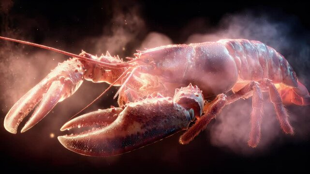 Lobster cooked dramatic lighting
