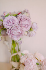 Elegant Floral Arrangement of Purple Roses in a Vase Handmade wax candle 