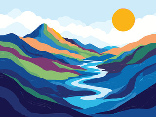 mountain landscape vector illustration