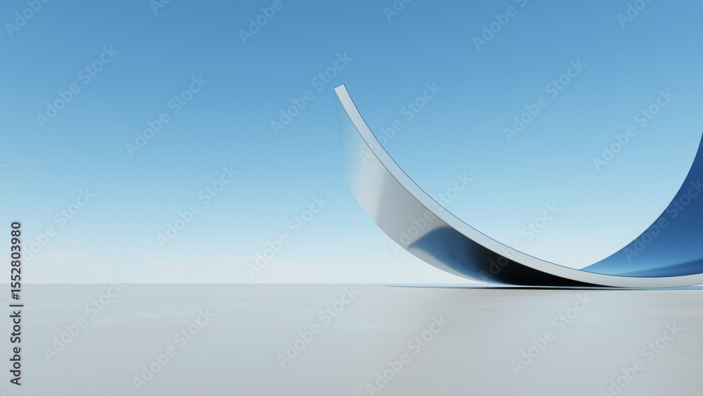 Poster 3d illustration of abstract wavy architecture background, minimal curved geometry architectural desi