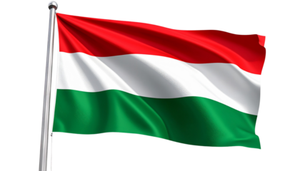 Elegant Flag with Three Vertical Stripes of Red, Red White, and Green, Capturing National Identity and Pride, Isolated on Transparent and White Background