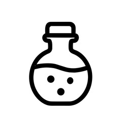 Outline Simple Liquid Bottle Shape Icon with Bubbles Illustration