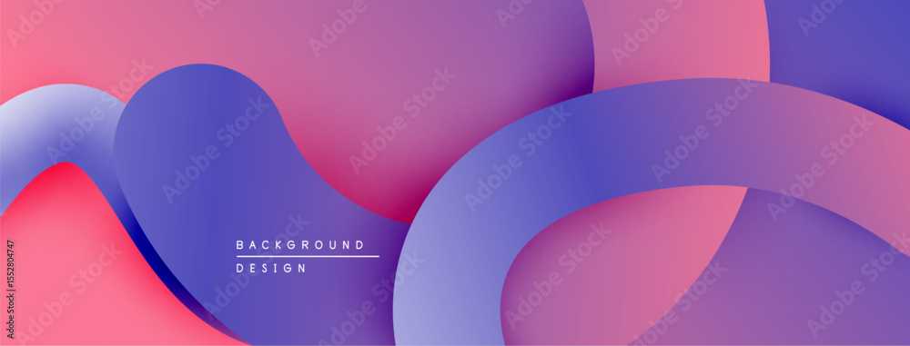 Aufkleber Abstract fluid shapes, vibrant pinks, purples blend. Modern design, smooth gradients create dynamic visual effect. Background texture.